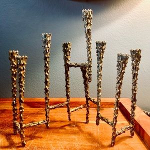 Mid-Century Modern Brutalist Brass Menorah